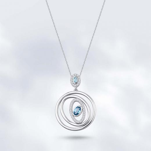 1.14 Karat Pırlanta Athena Blue Topaz Kolye